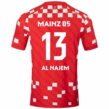 Kandiny Enfant Maillot Salma Al Najem #13 Blanc Rouge Tenues Domicile 2024/25 T-Shirt