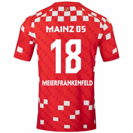 Kandiny Enfant Maillot Jana Meierfrankenfeld #18 Blanc Rouge Tenues Domicile 2024/25 T-Shirt