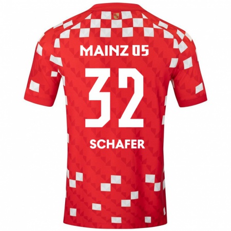 Kandiny Enfant Maillot Ann-Christin Schäfer #32 Blanc Rouge Tenues Domicile 2024/25 T-Shirt