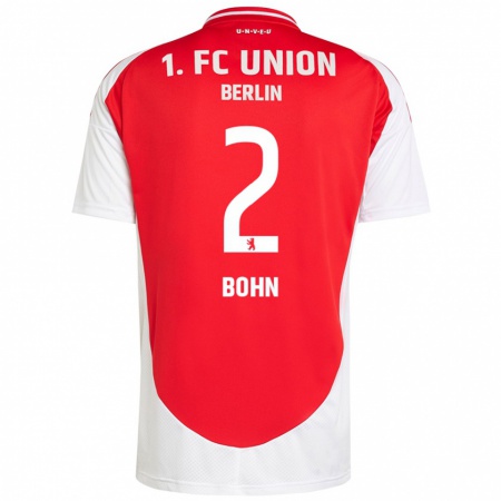 Kandiny Enfant Maillot Oskar Bohn #2 Rouge Blanc Tenues Domicile 2024/25 T-Shirt