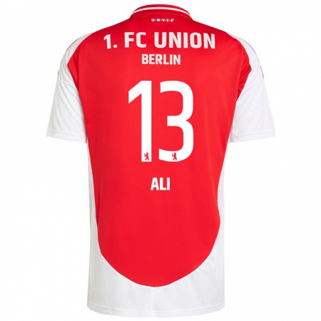 Kandiny Enfant Maillot Suheib-Elias Ali #13 Rouge Blanc Tenues Domicile 2024/25 T-Shirt