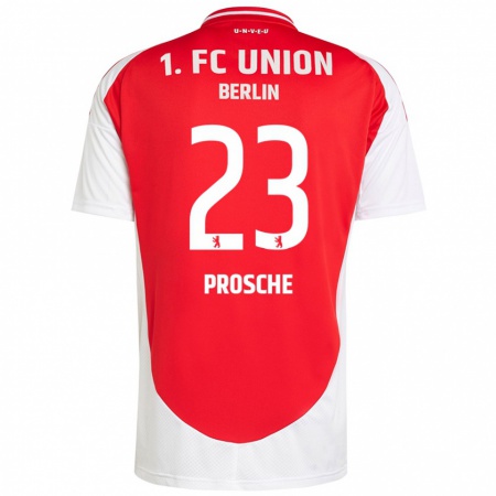 Kandiny Enfant Maillot Leon Prosche #23 Rouge Blanc Tenues Domicile 2024/25 T-Shirt