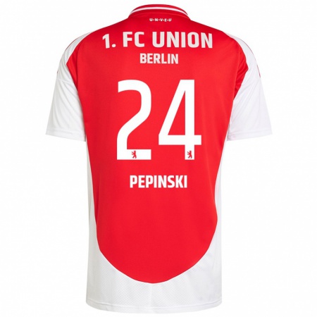 Kandiny Enfant Maillot Louis Pepinski #24 Rouge Blanc Tenues Domicile 2024/25 T-Shirt