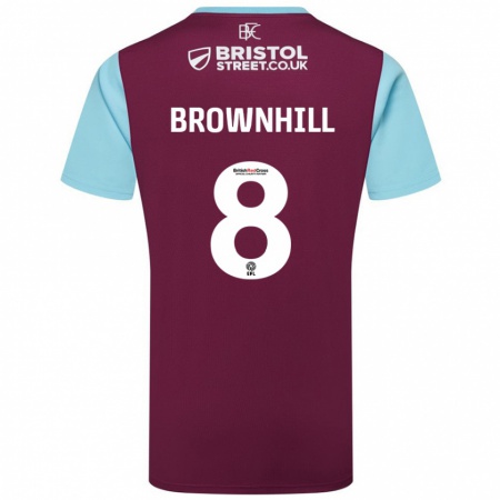 Kandiny Enfant Maillot Josh Brownhill #8 Bordeaux Bleu Ciel Tenues Domicile 2024/25 T-Shirt