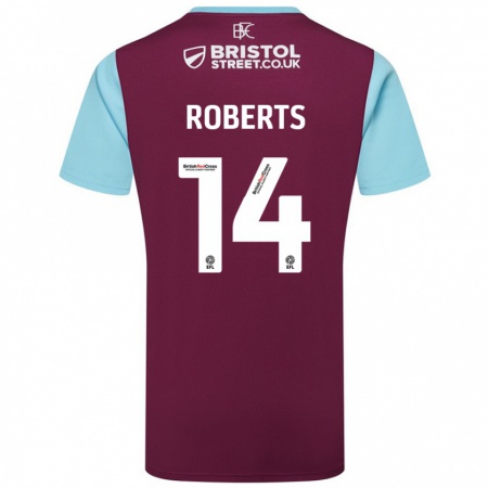 Kandiny Enfant Maillot Connor Roberts #14 Bordeaux Bleu Ciel Tenues Domicile 2024/25 T-Shirt