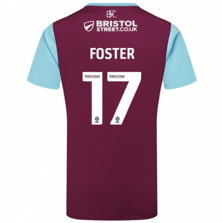 Kandiny Enfant Maillot Lyle Foster #17 Bordeaux Bleu Ciel Tenues Domicile 2024/25 T-Shirt