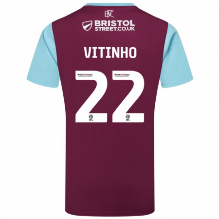 Kandiny Enfant Maillot Vitinho #22 Bordeaux Bleu Ciel Tenues Domicile 2024/25 T-Shirt