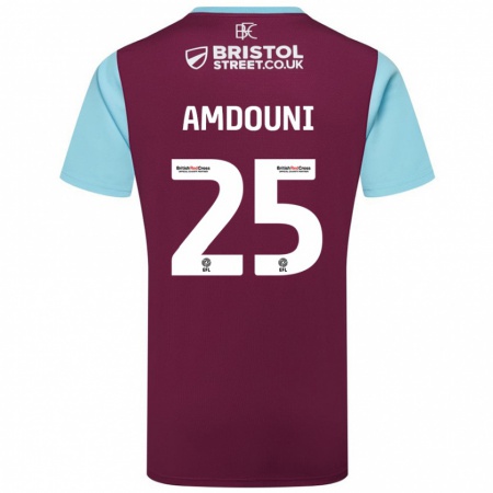 Kandiny Enfant Maillot Zeki Amdouni #25 Bordeaux Bleu Ciel Tenues Domicile 2024/25 T-Shirt