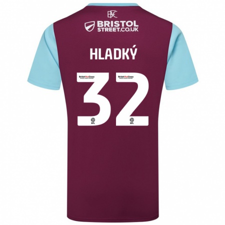 Kandiny Enfant Maillot Vaclav Hladky #32 Bordeaux Bleu Ciel Tenues Domicile 2024/25 T-Shirt