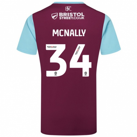 Kandiny Enfant Maillot Luke Mcnally #34 Bordeaux Bleu Ciel Tenues Domicile 2024/25 T-Shirt