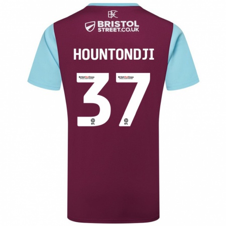 Kandiny Enfant Maillot Andreas Hountondji #37 Bordeaux Bleu Ciel Tenues Domicile 2024/25 T-Shirt