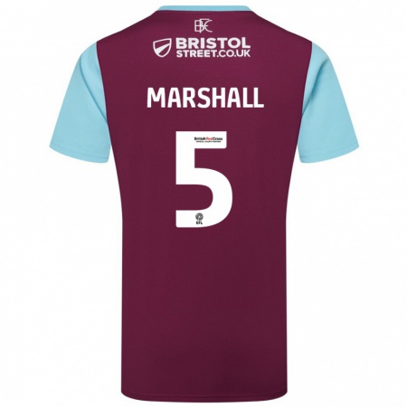 Kandiny Enfant Maillot Georgia Marshall #5 Bordeaux Bleu Ciel Tenues Domicile 2024/25 T-Shirt