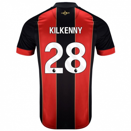 Kandiny Enfant Maillot Gavin Kilkenny #28 Rouge Noir Tenues Domicile 2024/25 T-Shirt