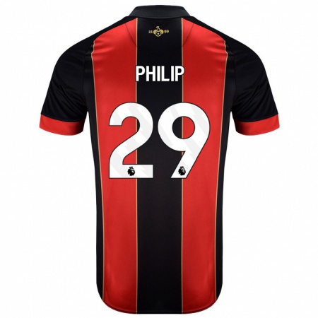 Kandiny Enfant Maillot Philip Billing #29 Rouge Noir Tenues Domicile 2024/25 T-Shirt