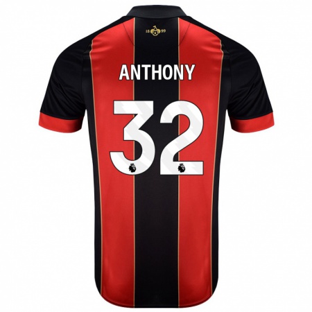 Kandiny Enfant Maillot Jaidon Anthony #32 Rouge Noir Tenues Domicile 2024/25 T-Shirt