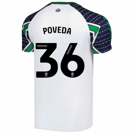 Kandiny Enfant Maillot Ian Poveda #36 Blanc Tenues Extérieur 2024/25 T-Shirt