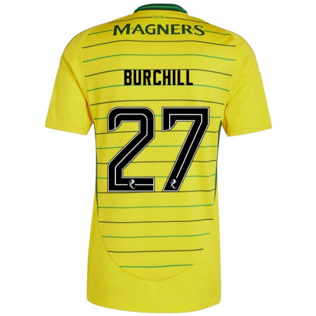 Kandiny Enfant Maillot Tiree Burchill #27 Jaune Tenues Extérieur 2024/25 T-Shirt