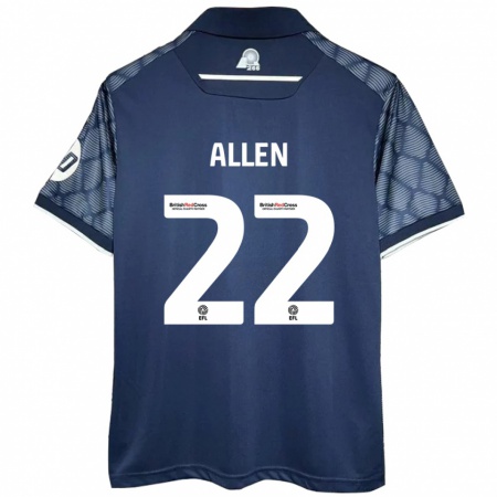 Kandiny Enfant Maillot Keren Allen #22 Noir Tenues Extérieur 2024/25 T-Shirt