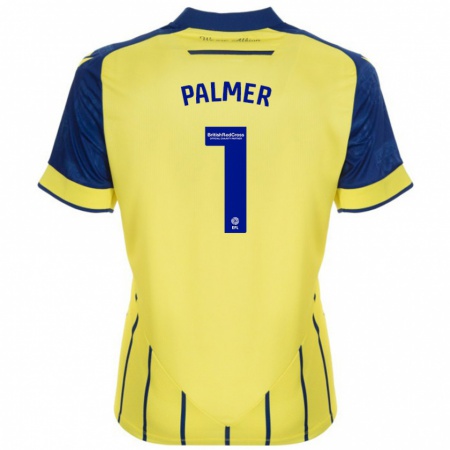 Kandiny Enfant Maillot Alex Palmer #1 Jaune Bleu Tenues Extérieur 2024/25 T-Shirt