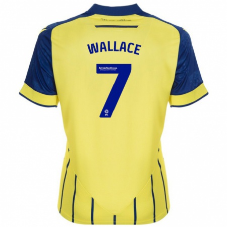 Kandiny Enfant Maillot Jed Wallace #7 Jaune Bleu Tenues Extérieur 2024/25 T-Shirt