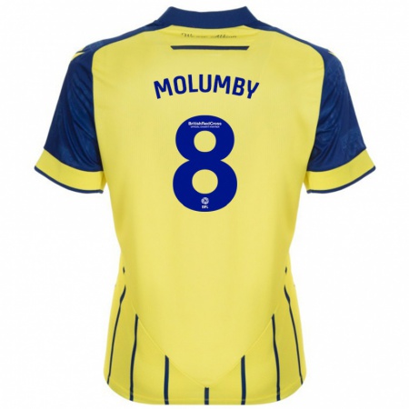 Kandiny Enfant Maillot Jayson Molumby #8 Jaune Bleu Tenues Extérieur 2024/25 T-Shirt