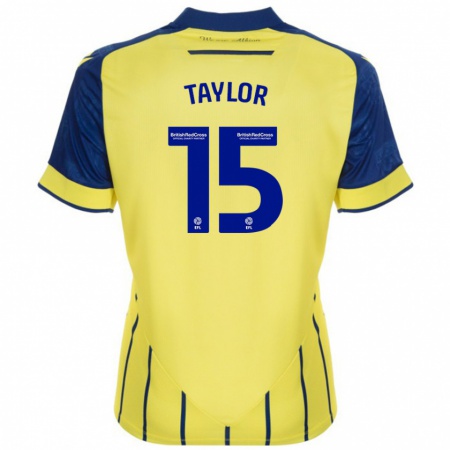 Kandiny Enfant Maillot Caleb Taylor #15 Jaune Bleu Tenues Extérieur 2024/25 T-Shirt