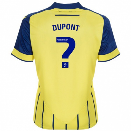 Kandiny Enfant Maillot Noah Dupont #0 Jaune Bleu Tenues Extérieur 2024/25 T-Shirt