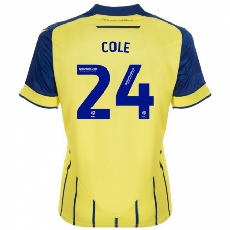 Kandiny Enfant Maillot Delphi Cole #24 Jaune Bleu Tenues Extérieur 2024/25 T-Shirt