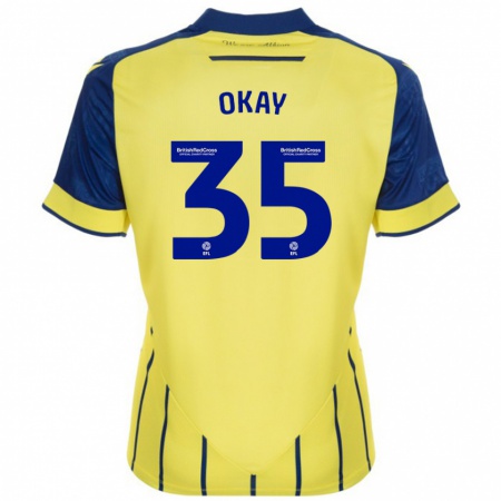 Kandiny Enfant Maillot Okay Yokuşlu #35 Jaune Bleu Tenues Extérieur 2024/25 T-Shirt