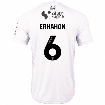 Kandiny Enfant Maillot Ethan Erhahon #6 Rouge Blanc Tenues Extérieur 2024/25 T-Shirt