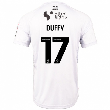 Kandiny Enfant Maillot Dylan Duffy #17 Rouge Blanc Tenues Extérieur 2024/25 T-Shirt