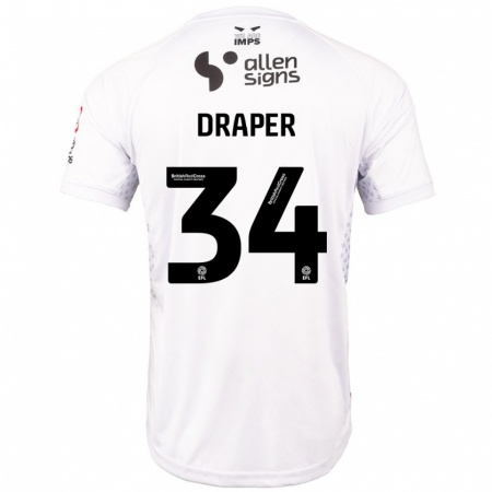 Kandiny Enfant Maillot Freddie Draper #34 Rouge Blanc Tenues Extérieur 2024/25 T-Shirt