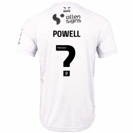 Kandiny Enfant Maillot Darryl Powell #0 Rouge Blanc Tenues Extérieur 2024/25 T-Shirt