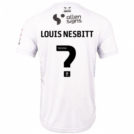 Kandiny Enfant Maillot Louis Nesbitt #0 Rouge Blanc Tenues Extérieur 2024/25 T-Shirt