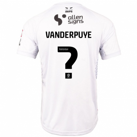 Kandiny Enfant Maillot Daniel Vanderpuye #0 Rouge Blanc Tenues Extérieur 2024/25 T-Shirt