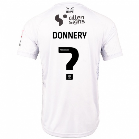 Kandiny Enfant Maillot Julian Donnery #0 Rouge Blanc Tenues Extérieur 2024/25 T-Shirt