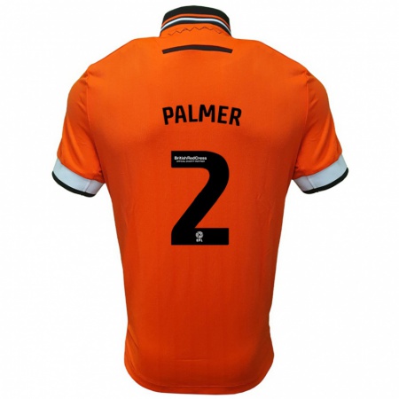 Kandiny Enfant Maillot Liam Palmer #2 Orange Blanc Tenues Extérieur 2024/25 T-Shirt