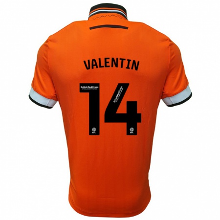 Kandiny Enfant Maillot Pol Valentín #14 Orange Blanc Tenues Extérieur 2024/25 T-Shirt