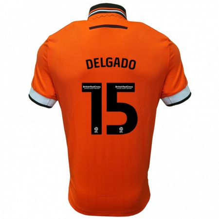 Kandiny Enfant Maillot Juan Delgado #15 Orange Blanc Tenues Extérieur 2024/25 T-Shirt