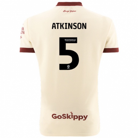 Kandiny Enfant Maillot Rob Atkinson #5 Blanc Crème Tenues Extérieur 2024/25 T-Shirt