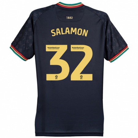 Kandiny Enfant Maillot Matteo Salamon #32 Bleu Marine Foncé Tenues Extérieur 2024/25 T-Shirt