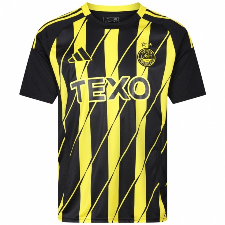 Kandiny Enfant Maillot Rhys Williams #18 Noir Jaune Tenues Extérieur 2024/25 T-Shirt