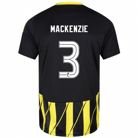 Kandiny Enfant Maillot Jack Mackenzie #3 Noir Jaune Tenues Extérieur 2024/25 T-Shirt