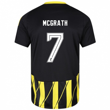 Kandiny Enfant Maillot Jamie Mcgrath #7 Noir Jaune Tenues Extérieur 2024/25 T-Shirt