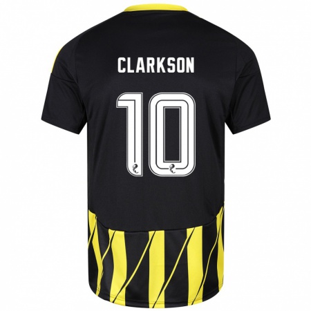 Kandiny Enfant Maillot Leighton Clarkson #10 Noir Jaune Tenues Extérieur 2024/25 T-Shirt