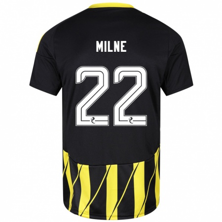 Kandiny Enfant Maillot Jack Milne #22 Noir Jaune Tenues Extérieur 2024/25 T-Shirt