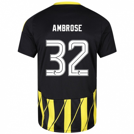 Kandiny Enfant Maillot Peter Ambrose #32 Noir Jaune Tenues Extérieur 2024/25 T-Shirt