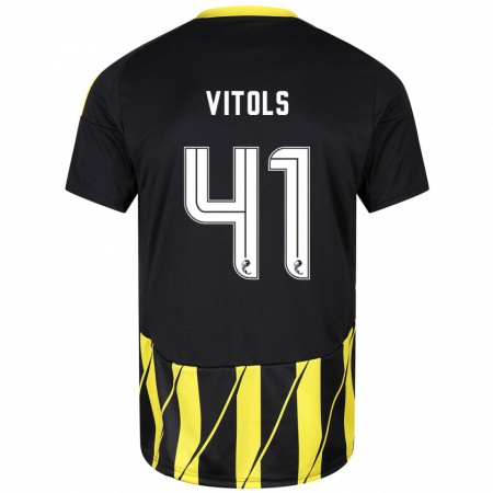 Kandiny Enfant Maillot Rodrigo Vitols #41 Noir Jaune Tenues Extérieur 2024/25 T-Shirt