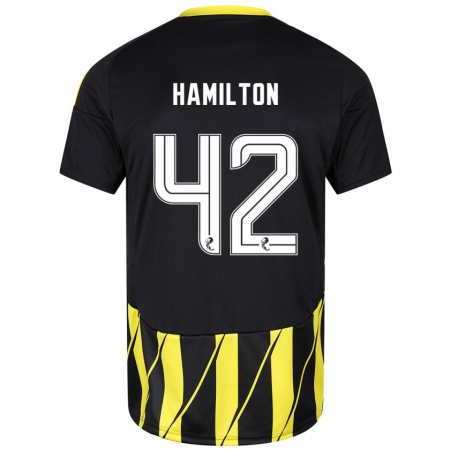 Kandiny Enfant Maillot Brendan Hamilton #42 Noir Jaune Tenues Extérieur 2024/25 T-Shirt