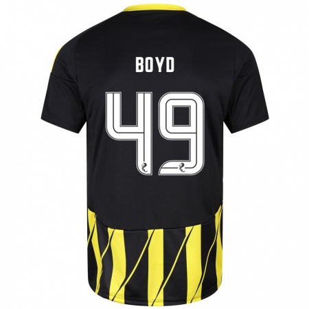 Kandiny Enfant Maillot Fletcher Boyd #49 Noir Jaune Tenues Extérieur 2024/25 T-Shirt